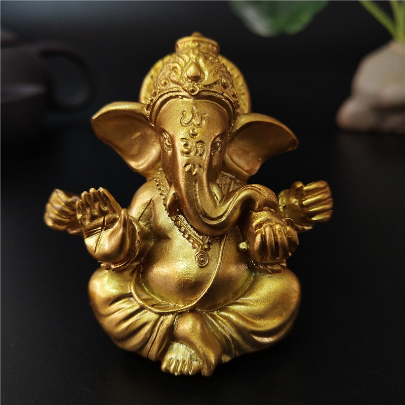 Bonsai Garden Zen - Gold Lord Ganesha Buddha Statue Elephant