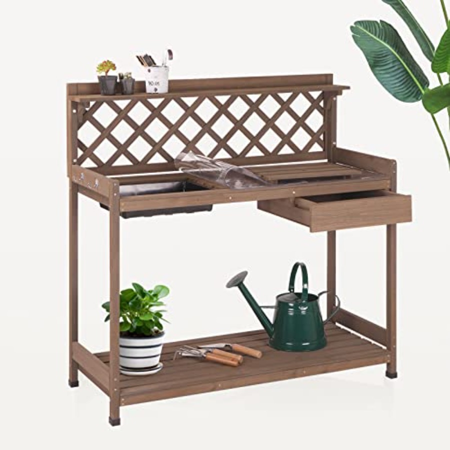 Bonsai Garden Bench - Outdoor Potting Bench For Gardening Use,