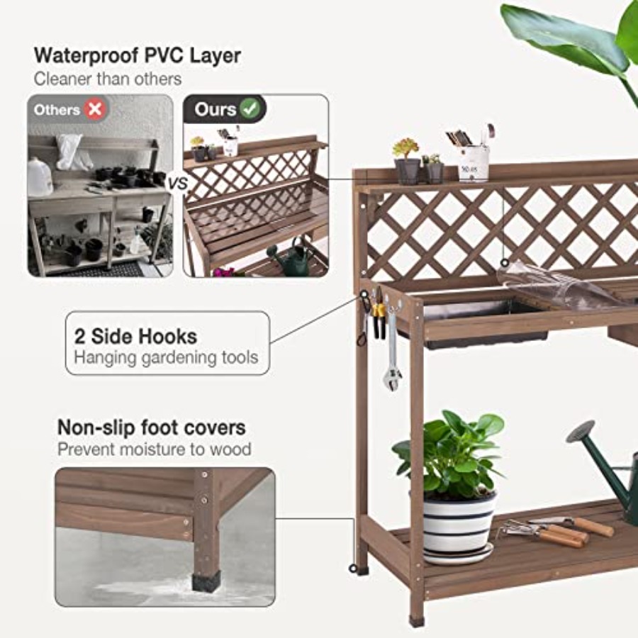 Outdoor Potting Bench For Gard - Bonsai Garden Bench recension och pris